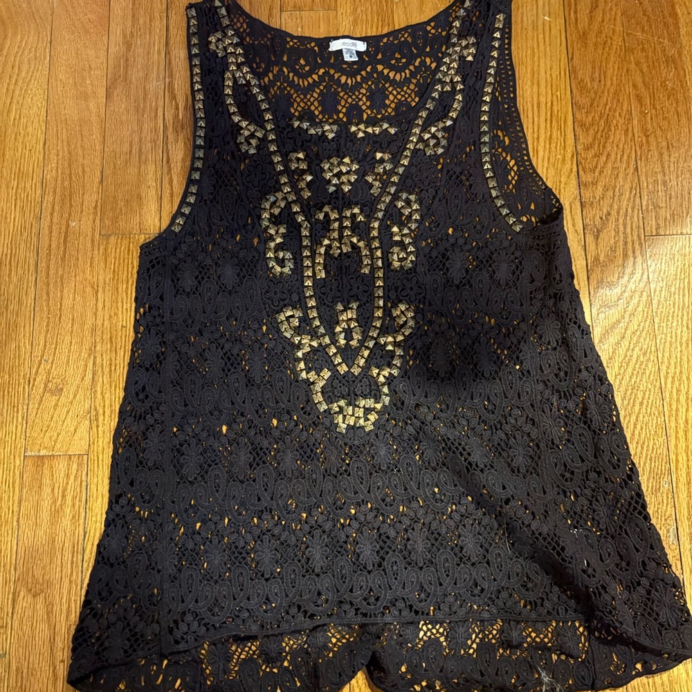 Ecote Black Lace Sleeveless Top